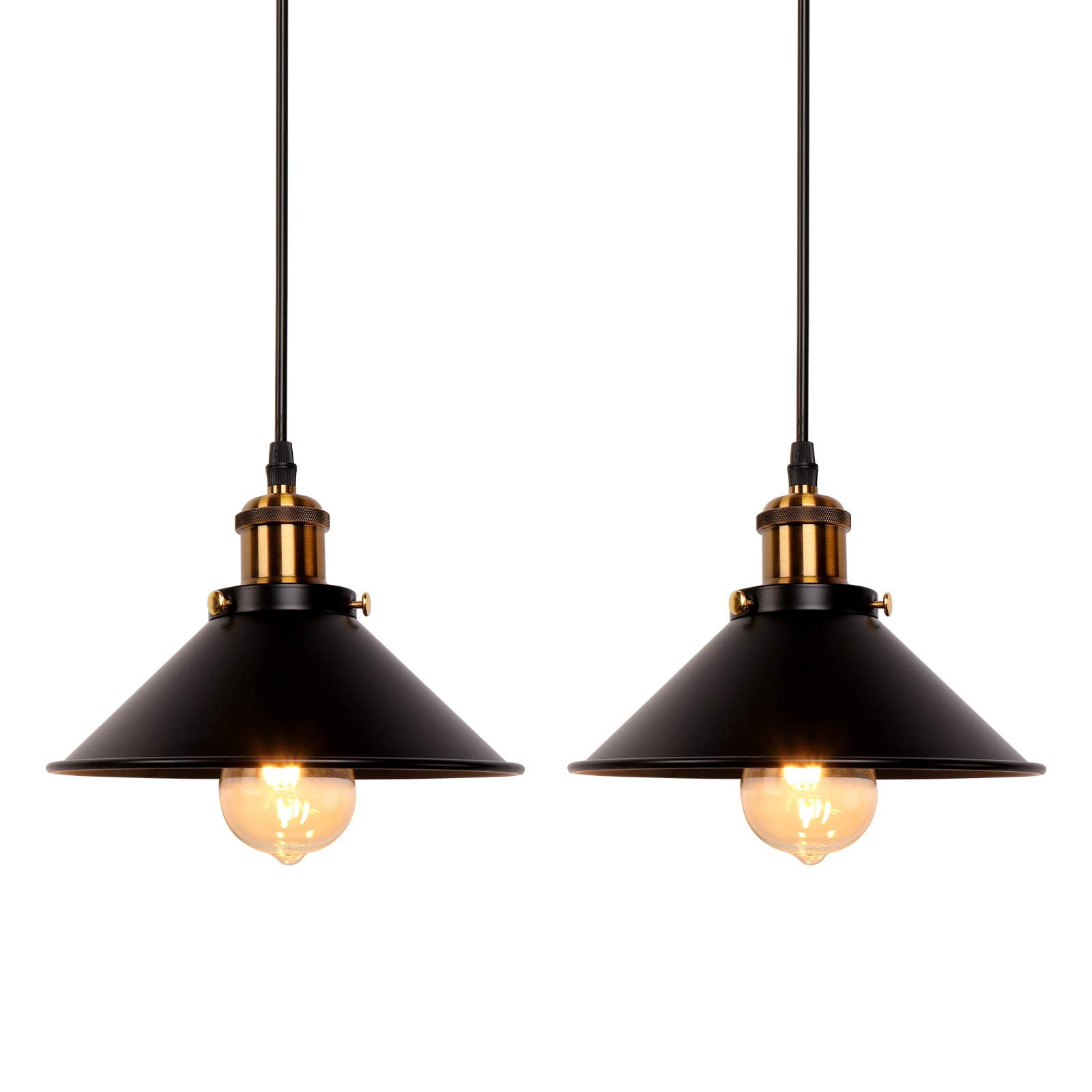 Juego De 2 Lámparas Colgantes Newrays Retro De Hierro Negro Ajustables