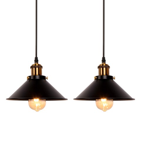 Juego De 2 Lámparas Colgantes Newrays Retro De Hierro Negro Ajustables