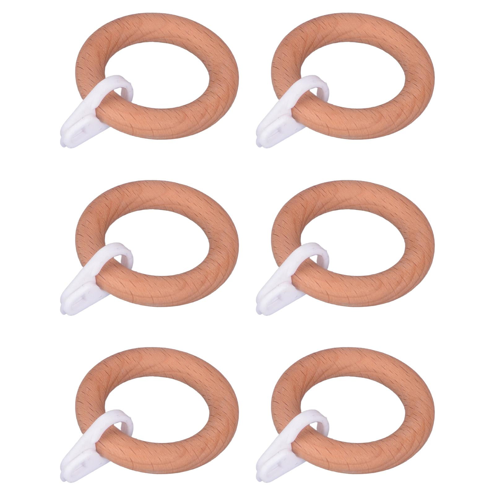 Magideal - 6 Piezas Clips De Cortina De Madera Anillos De Barra De Cortina Cortinas Decorativas Perchas De Ventana Anillos De Poste De Cortina Anillos De Cortina
