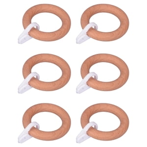 Magideal - 6 Piezas Clips De Cortina De Madera Anillos De Barra De Cortina Cortinas Decorativas Perchas De Ventana Anillos De Poste De Cortina Anillos De Cortina