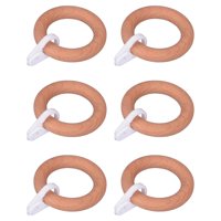 Magideal - 6 Piezas Clips De Cortina De Madera Anillos De Barra De Cortina Cortinas Decorativas Perchas De Ventana Anillos De Poste De Cortina Anillos De Cortina