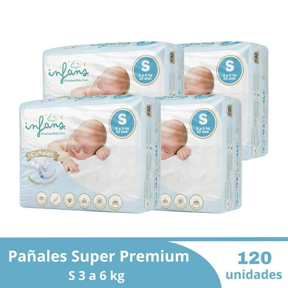 Pañal Desechable Super Premium S INFANS 120 UND