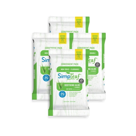 Toallitas húmedas desechables Simpleaf Aloe Vera, 100 unidades