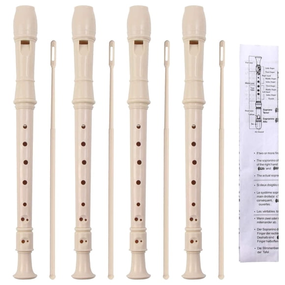 Grabadora soprano SANNIX, 8 orificios, estilo alemán, color marfil, paquete de 4