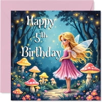Tarjeta De Cumpleaños Stuff4 Jardín De Hadas 14.5 Cm Niñas 5 Años
