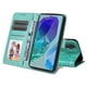 thumbnail image 2 of Funda tipo cartera FOXDOCK para Samsung Galaxy M55 5G , diseño girasol en relieve, cuero PU, cierre magnético, soporte y tarjetero, 2 of 5