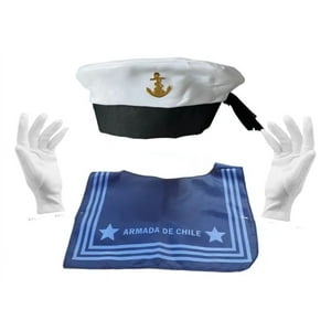 Genérico - Gorro+Pechera+Guantes Marinero Armada Chile Niños