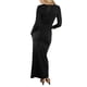 thumbnail image 4 of Jess de Meiko Vestido de Mujer Mangas Largas Cuello Cuadrado Agujero para el Pulgar Vestido Ajustado Escultural Maxi Talla S Negro, 4 of 6