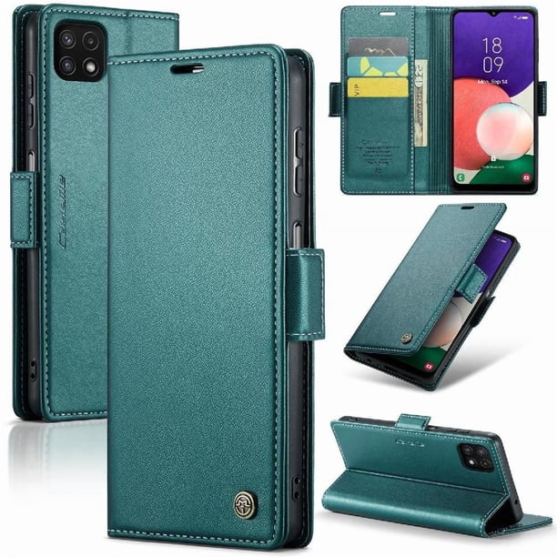 CaseMe tipo cartera Samsung Galaxy A22 5G con cierre magnético, RFID, tarjetero, soporte, carga inalámbrica