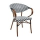 thumbnail image 1 of Silla Bistro Parisina Textileno enrejado con reposabrazos - Blanca con negro, 1 of 4