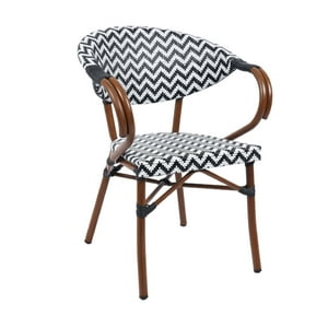 Klik Muebles - Silla Bistro Parisina Textileno Enrejado Con Reposabrazos - Blanca Con Negro