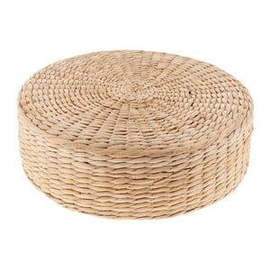 Bothyi - Cojín De Asiento Plano De Paja Tejida, Almohada De Suelo Redonda Para Patio, Chimenea, Balcón, 40Cm X 10Cm