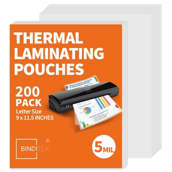 Sobres de laminado Binditek – paquete de 200 unidades – 9 × 11,5 pulg – 5 mil