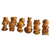 Magideal - Escultura De Animales Chinos Feng Shui De 12 Piezas, Figura De Modelo De Animal De Madera, Estatua De Animal Tallada En Madera Para Decoración De Ofic