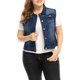 thumbnail image 2 of Agnes Orinda Chaqueta de Chaleco de Mezclilla sin Mangas con Botones Casual para Mujer de Talla Grande 2X Azul, 2 of 7