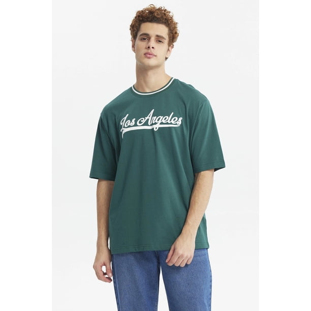 Polera Hombre Oversize Print City Verde