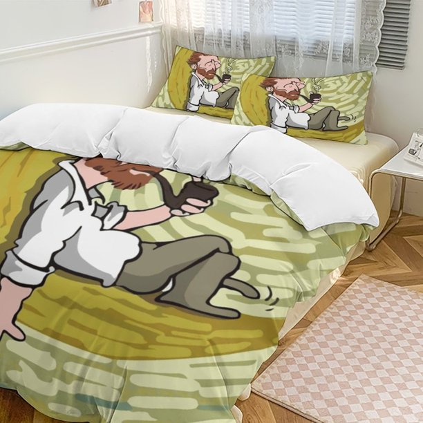 Oil Painting Style 3-Piece Twin Bed Set - Includes 1 Single Comforter And 2 Pillowcases Bedding - Fade Resistant Microfiber - Oil Painting Style