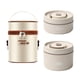 thumbnail image 5 of 2x Fiambrera Aislada Lonchera Redonda Bento Box Para Senderismo Hogar Estudiante Beige, 5 of 5