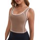 thumbnail image 4 of INSPIRE CHIC Camiseta de Tirantes Anchos para Mujer con Almohadillas Push Up, Cuello en U, Elástica, Ajustada, de Bloques de Color, Recortada para Entrenamiento, XL Marrón, 4 of 6