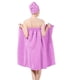 thumbnail image 3 of Conjunto de bata de spa para mujer, toalla de baño de microfibra suave, acogedora y absorbente con gorro turbante para secar el cabello., 3 of 5