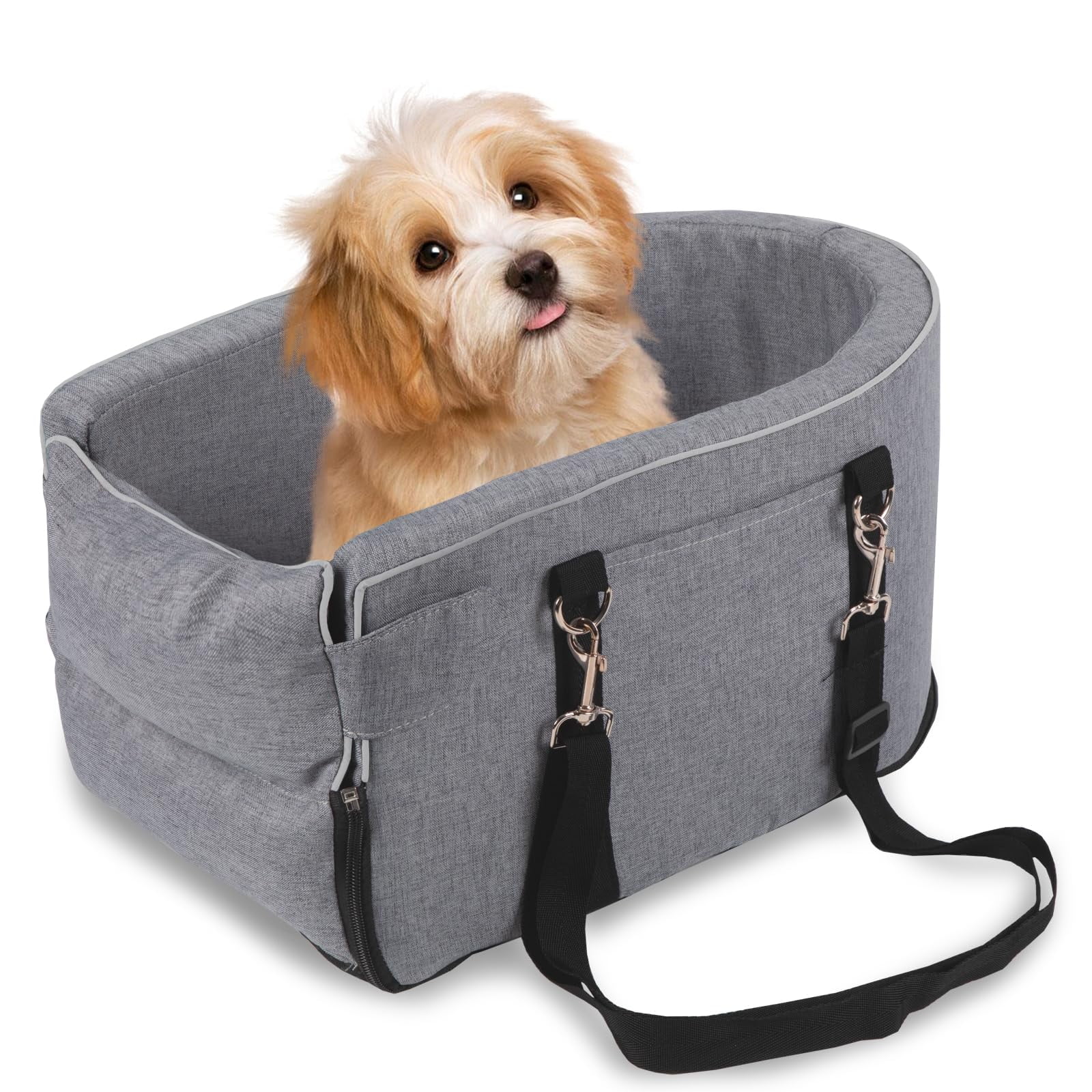 Asiento De Coche Para Perros Pequeños Prpeko Con Cinturón De Seguridad Acolchado Suave