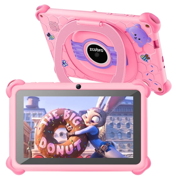 Tablet para niños zcobro KIDS710 de 7" 32 GB WiFi, funda rosa