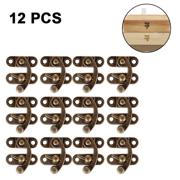 12 piezas de cerradura decorativa para joyero, caja de madera, gancho de pestillo, hebilla de pestillo derecho, candado de cuerno con pestillo derecho y tornillos.