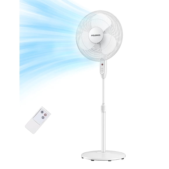 Ventilador PELONIS de 16 pulgadas con pedestal oscilante y mando a distancia