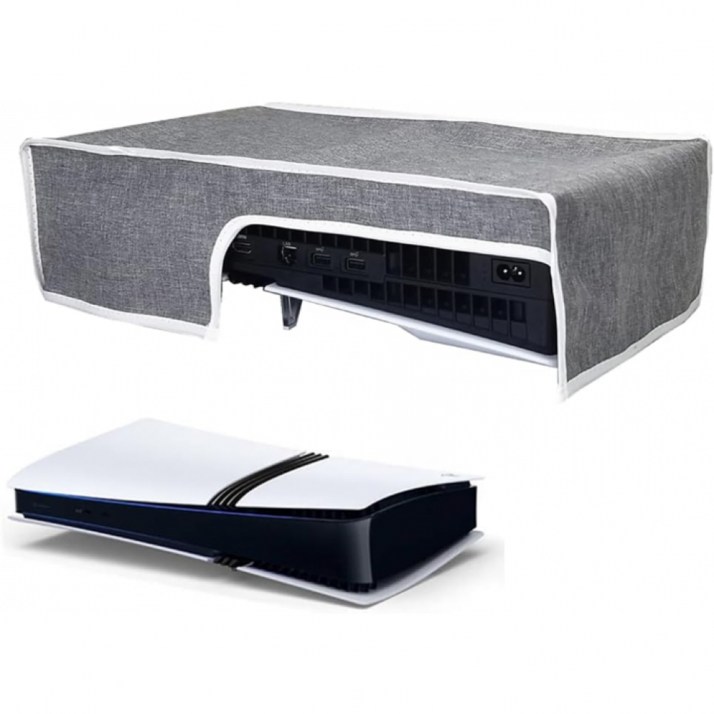 Genérico - Funda Protectora Anti-Polvo Para Ps5 Pro, Funda Protectora Anti-Polvo De Modo Horizontal Para Ps5 Pro Disc & Digital Console, Tela Oxford Antiarañazos Impermeable Fácil Acceso Al Puerto Del Cable-Gris