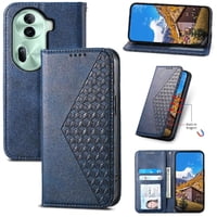 Funda Flip Foxdock Para Oppo Reno 11 5G , Estilo Billetera Con Diseño Rombo, Correa De Mano Y Soporte, Uso Diario
