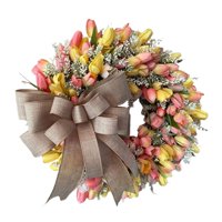 Magideal - Corona De Puerta Delantera, Hermosa Corona De Puerta De Primavera Completa, Coronas De Flores Artificiales, Corona De Cartel De Bienvenida Para Fiesta 45Cm