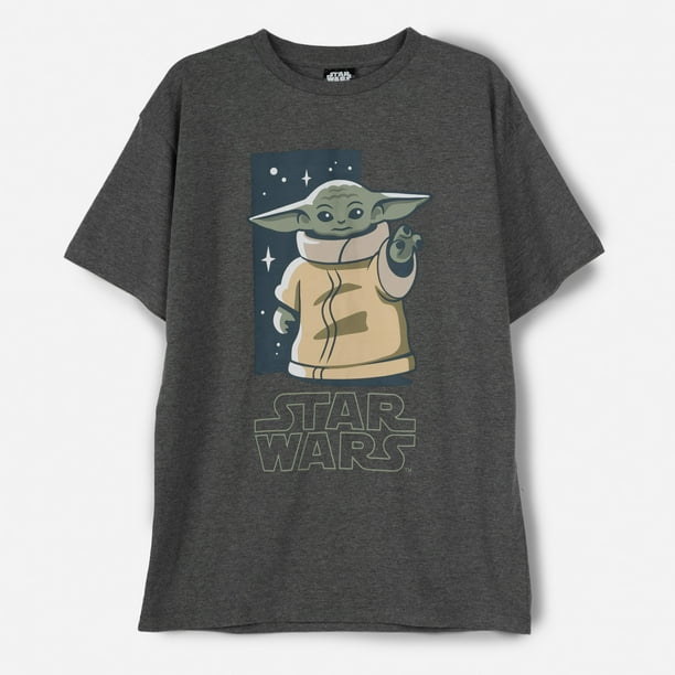 Polera Manga Corta Niño Baby Yoda Gris Star Wars