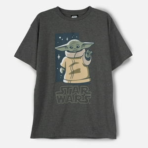 Polera Manga Corta Niño Baby Yoda Gris Star Wars