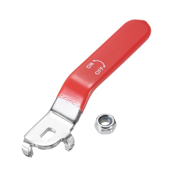 Mango de palanca Uxcell para válvula de bola, mango de válvula de metal con agujero para reemplazo de grifo exterior reparación de manguera bib roja 1 94mm
