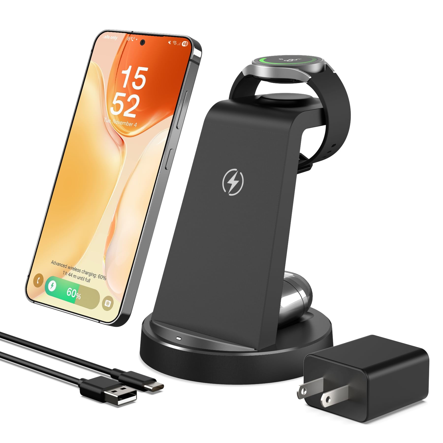 Estación De Carga Inalámbrica Juxtor 3 En 1 De 15 W Para Samsung