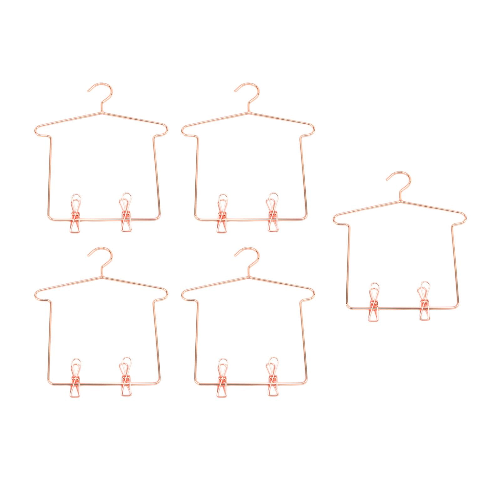 Bothyi - Percha Para Ropa De Muñecas Bjd 5x 1/3 Con Clips Para Pantalones, Perchero Para Ropa De Casa De Muñecas, Rosa Dorado