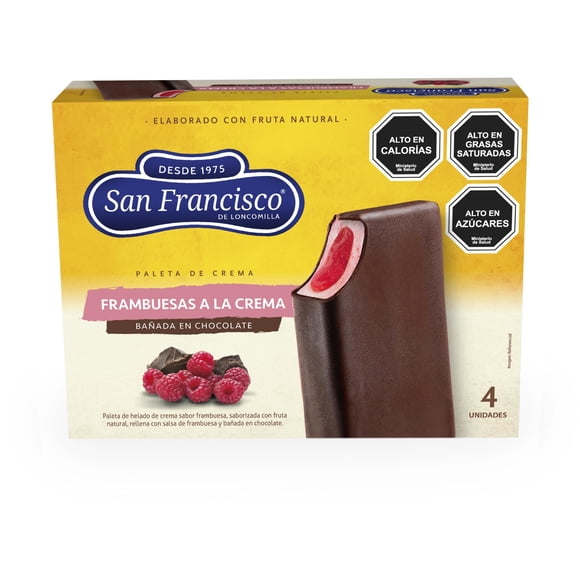Helado paleta frambuesas a la crema, 60 ml