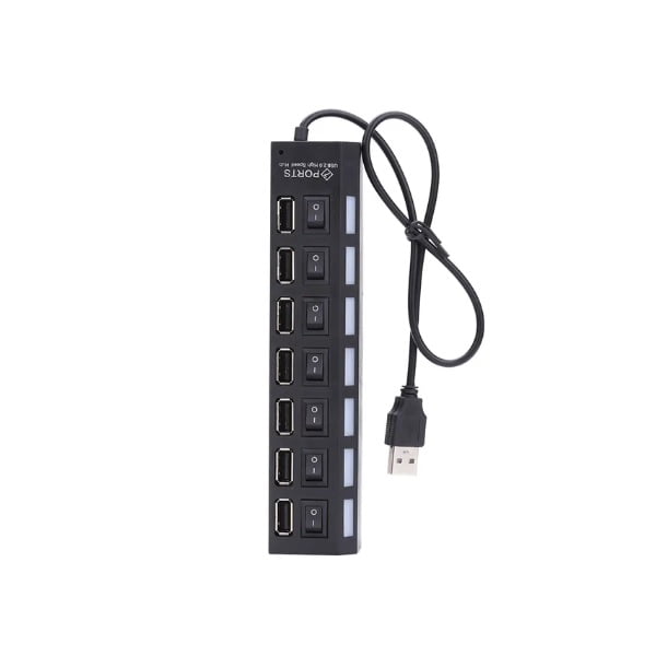Impormaipu - Multipuerto Hub 7 Usb Extension 7 Puertos Extensor Botones De Encendido Notebook O Pc Usb Switch Extensor Con Cable Y Power Adapter