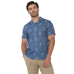 Camisa Hombre Liviana Print Celeste Corona