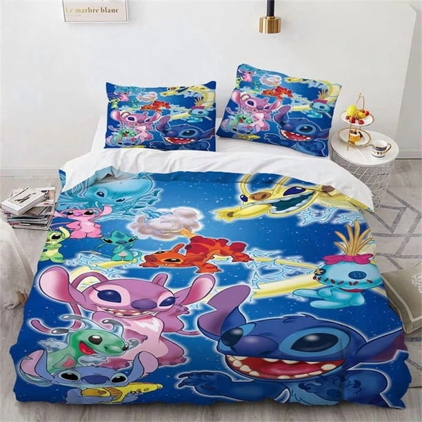 v2344 Bed Sheets Cute Stitch Quilt Cover Pillowcase for Kids, King Bedding Set, Home Bedroom Decoration Quilt Set, Boy Girl Gift /pcs 3-Piece Bedding Set (1 Duvet Cover + 2 Pillow Shams) Bed Sheets j