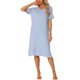 thumbnail image 2 of INSPIRE CHIC Camisón de Mujer de Rayón con Cuello en V, Suave y Sedoso, de Manga Corta, Camiseta de Dormir Midi con Bolsillos, Vestido Ligero para Estar en Casa L Púrpura, 2 of 6