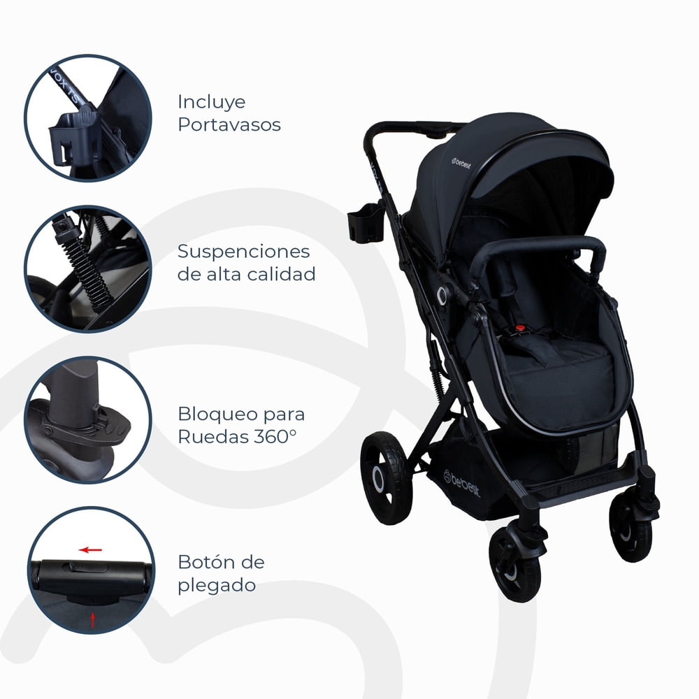 Coche Cuna Paseo Vox Negro, foto 6