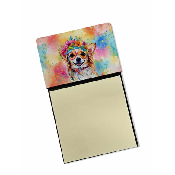 Dispensador recargable con soporte para notas adhesivas Chihuahua Hippie Dawg