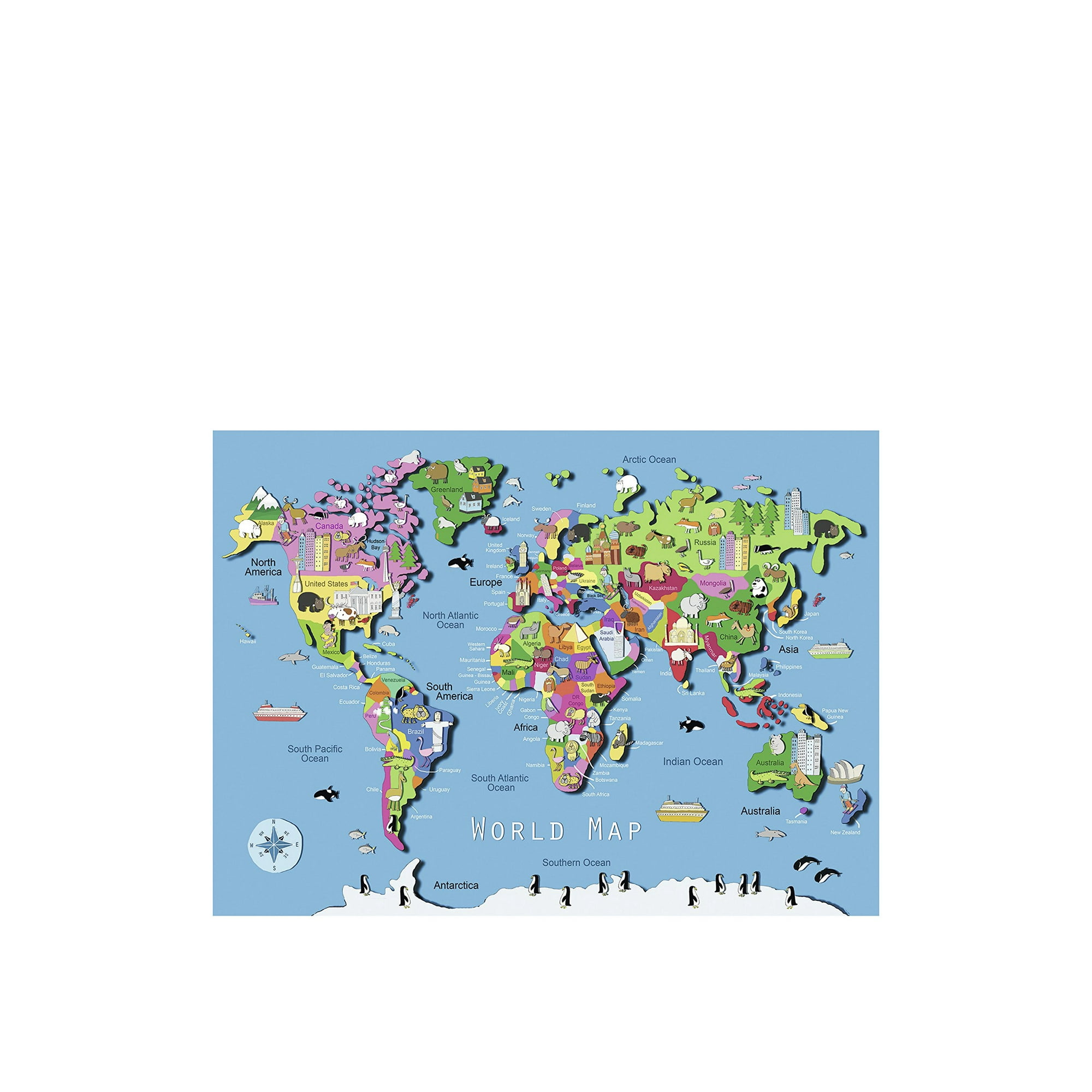 Rompecabezas Ravensburger World Map, 60 Piezas, Regalo Para Niños
