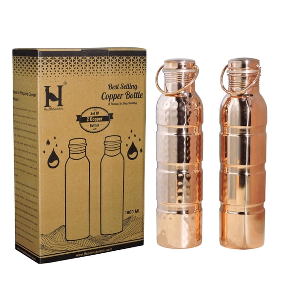 Set de 2 Botellas de Agua de Cobre HealthGoodsIn 1000 ml