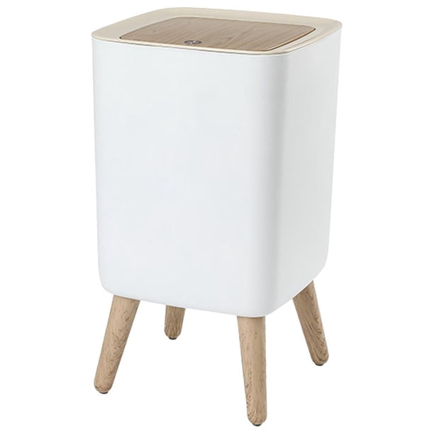 Cubo De Basura De Pie Alto Con Tapa De Prensa Cubo De Basura Moderno Para Dormitorio Baño Cuadrado