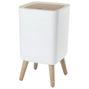 Bothyi - Cubo De Basura De Pie Alto Con Tapa De Prensa Cubo De Basura Moderno Para Dormitorio Baño Cuadrado