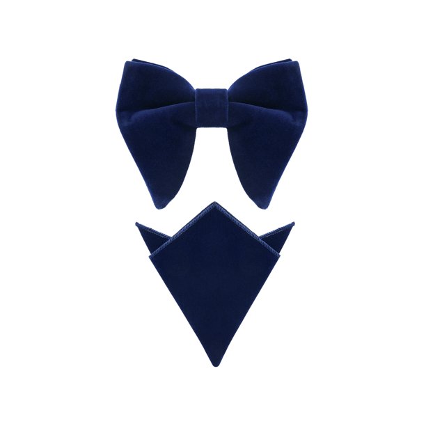 INSPIRE CHIC Conjunto de Pajarita Ajustable de Color Sólido con Pañuelo de Terciopelo para Hombre Azul Oscuro Talla Única