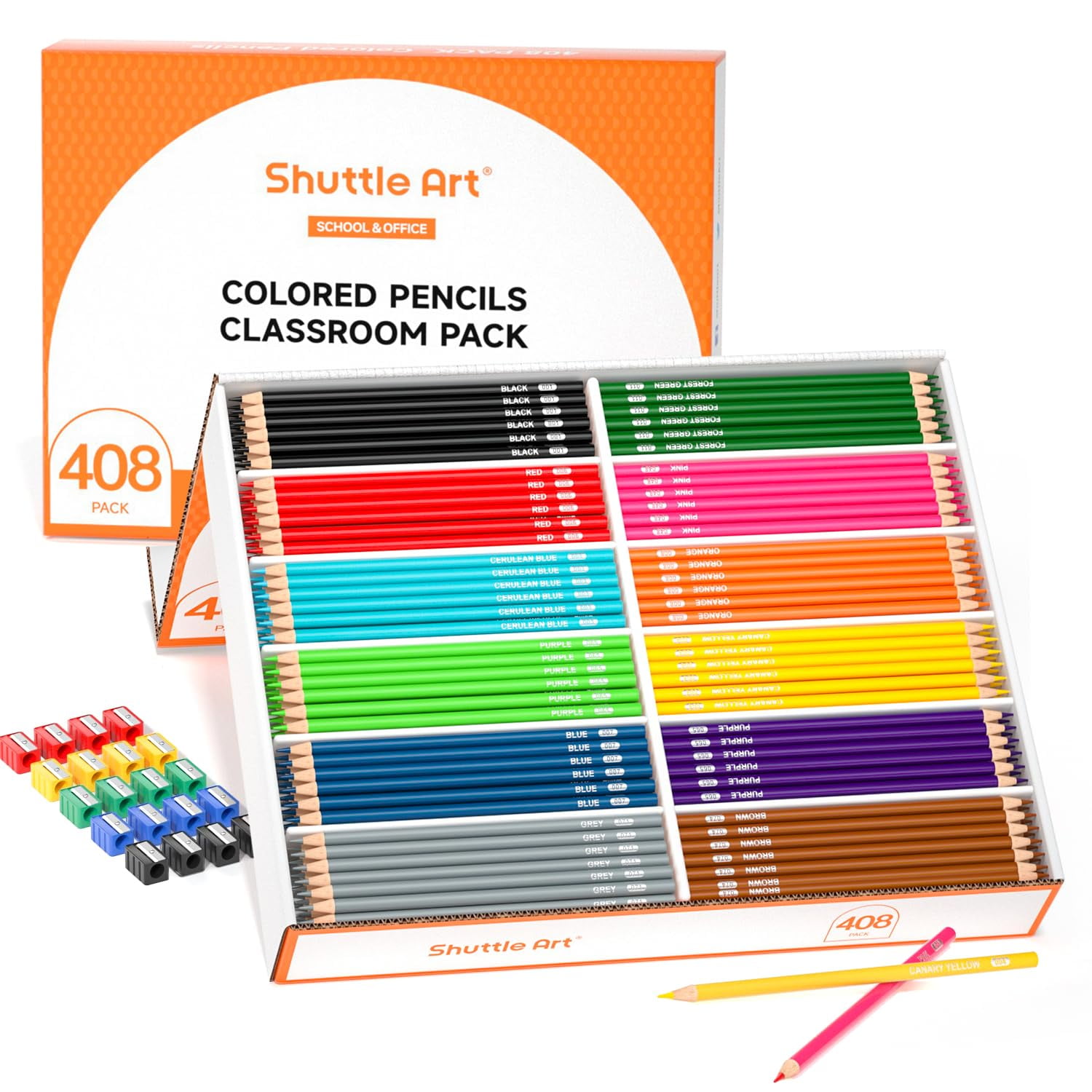 Lápices De Colores Shuttle Art 408, Paquete Con 20 Sacapuntas
