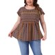 thumbnail image 1 of Agnes Orinda Blusa de Talla Grande para Mujer Escuela Universidad Boho Estampado Floral Cuello Redondo Mangas con Volantes Camisas 2X Naranja, 1 of 6